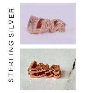 🌟 14K Rose Gold Plated Love Script Reflexion Clip Charm